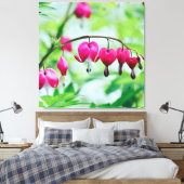 ピンクの出血ハートかわいらしエレガント花 キャンバスプリント (インサイチュ (寝室))