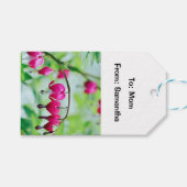 ピンクの出血ハートかわいらしエレガント花 ギフトタグ (正面(横))