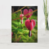 ピンクの出血ハート花バレンタインデー カード (正面)