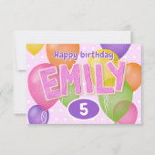ピンクの切り出し文字クッキーEmily誕生日 カード (正面)