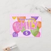 ピンクの切り出し文字クッキーEmily誕生日 カード (正面/裏面インサイチュ)