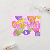 ピンクの切り出し文字クッキーSophia誕生日 カード (正面/裏面インサイチュ)