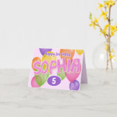 ピンクの切り出し文字クッキーSophia誕生日 カード (黄色い花)