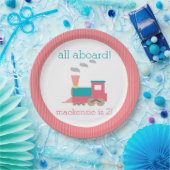 ピンクの列車の誕生会のプレート ペーパープレート (パーティー)