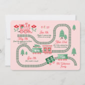 ピンクの列車 クリスマスツリーのお届け 写真 年末 シーズンカード (裏面)
