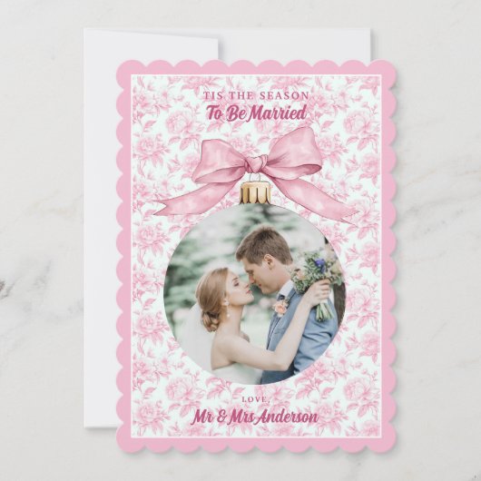 ピンクの別荘のバラの季節に結婚しよう クリスマス 招待状 (正面)