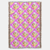 ピンクの刺繍ヤシの木が毛布を投げる スローブランケット (正面縦)
