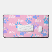 ピンクの前足は犬パーソナライズされたの名前を印刷 デスクマット (キーボード&マウス)