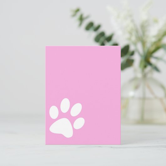 ピンクの動物のペットの手のプリント ポストカード (スタンド正面)
