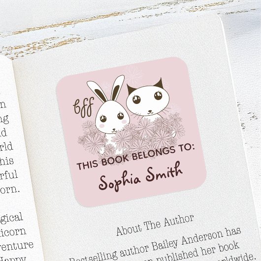 ピンクの動物の友人この本は次のものだ スクエアシール