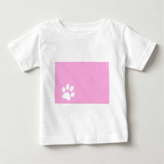 ピンクの動物ペットの足あと ベビーTシャツ (正面)