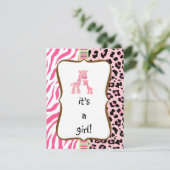 ピンクの動物柄のベイビーシャワー招待状 招待状 (スタンド正面)