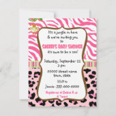 ピンクの動物柄のベイビーシャワー招待状 招待状 (裏面)