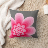 ピンクの勾配の花、灰色の枕 クッション (ブランケット)