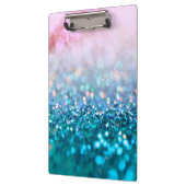 ピンクの勾配の青いティール（緑がかった色）の輝きの粋なグリッター クリップボード (左)