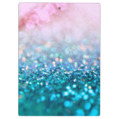 ピンクの勾配の青いティール（緑がかった色）の輝きの粋なグリッター クリップボード (裏面)