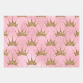 ピンクの包み紙と金の冠 ラッピングペーパーシート (正面3)