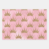 ピンクの包み紙と金の冠 ラッピングペーパーシート (正面2)