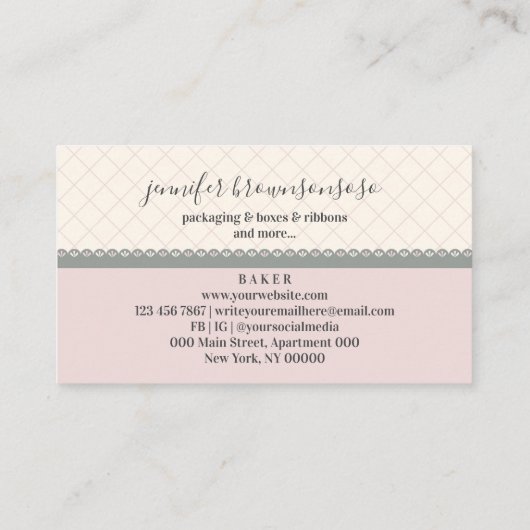 ピンクの包装棚装飾箱 名刺 (裏面)