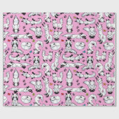 ピンクの包装紙のホッキョクギツネ ラッピングペーパー (フラット)