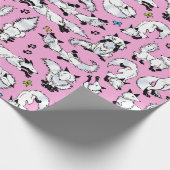 ピンクの包装紙のホッキョクギツネ ラッピングペーパー (角)