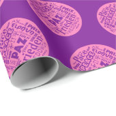 ピンクの包装紙の多言語の平和単語 ラッピングペーパー (ロールコーナー)