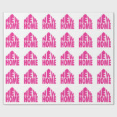 ピンクの包装紙の新しい家 ラッピングペーパー (フラット)