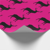 ピンクの包装紙の黒いシカ ラッピングペーパー (角)