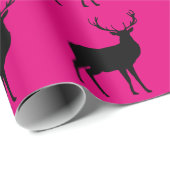ピンクの包装紙の黒いシカ ラッピングペーパー (ロールコーナー)