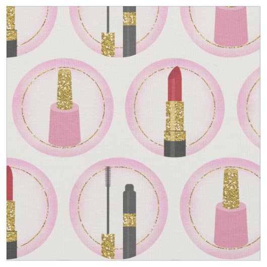 ピンクの化粧の化粧品パターンCosmetology ファブリック (クローズアップ)