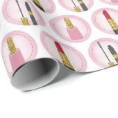 ピンクの化粧の化粧品パターンCosmetology ラッピングペーパー (ロールコーナー)