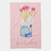 ピンクの化粧ブラシをホルダーの静止時に使用 キッチンタオル (縦)