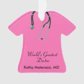 ピンクの医師がクリスマスの飾りを洗う オーナメント (正面)