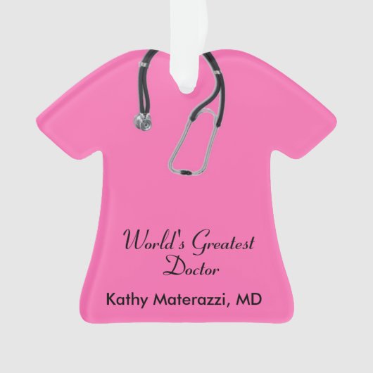 ピンクの医師がクリスマスの飾りを洗う オーナメント (正面)