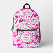 ピンクの医療アイコンパターンカスタマイズ可能な医療 プリントバックパック (正面)