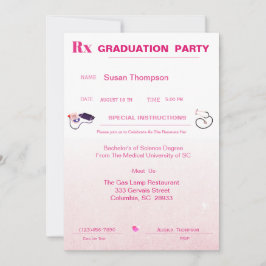 ピンクの医療処方箋パッドの卒業 招待状