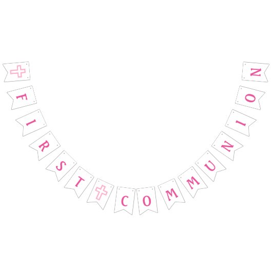 ピンクの十字の最初聖餐の旗 バンティングフラッグ (全)