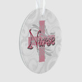 ピンクの十字または渦巻のナース オーナメント (正面)