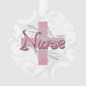 ピンクの十字または渦巻のナース オーナメント (正面)