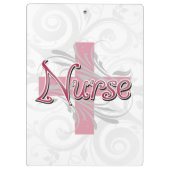 ピンクの十字または渦巻のナース クリップボード (裏面)