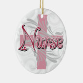 ピンクの十字または渦巻のナース セラミックオーナメント (右)