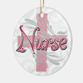 ピンクの十字または渦巻のナース セラミックオーナメント (左)