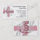 ピンクの十字または渦巻のナース 名刺 (正面/裏面)