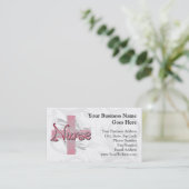 ピンクの十字または渦巻のナース 名刺 (スタンド正面)