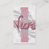 ピンクの十字または渦巻のナース 名刺 (裏面)