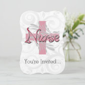 ピンクの十字または渦巻のナース 招待状 (スタンド正面)