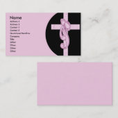 ピンクの十字及び弓名刺との黒 名刺 (正面/裏面)