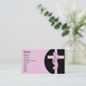 ピンクの十字及び弓名刺との黒 名刺 (スタンド正面)
