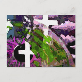 ピンクの十字架と目 ポストカード