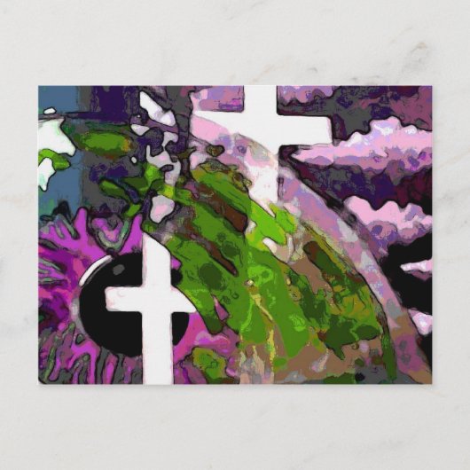 ピンクの十字架と目 ポストカード (正面)